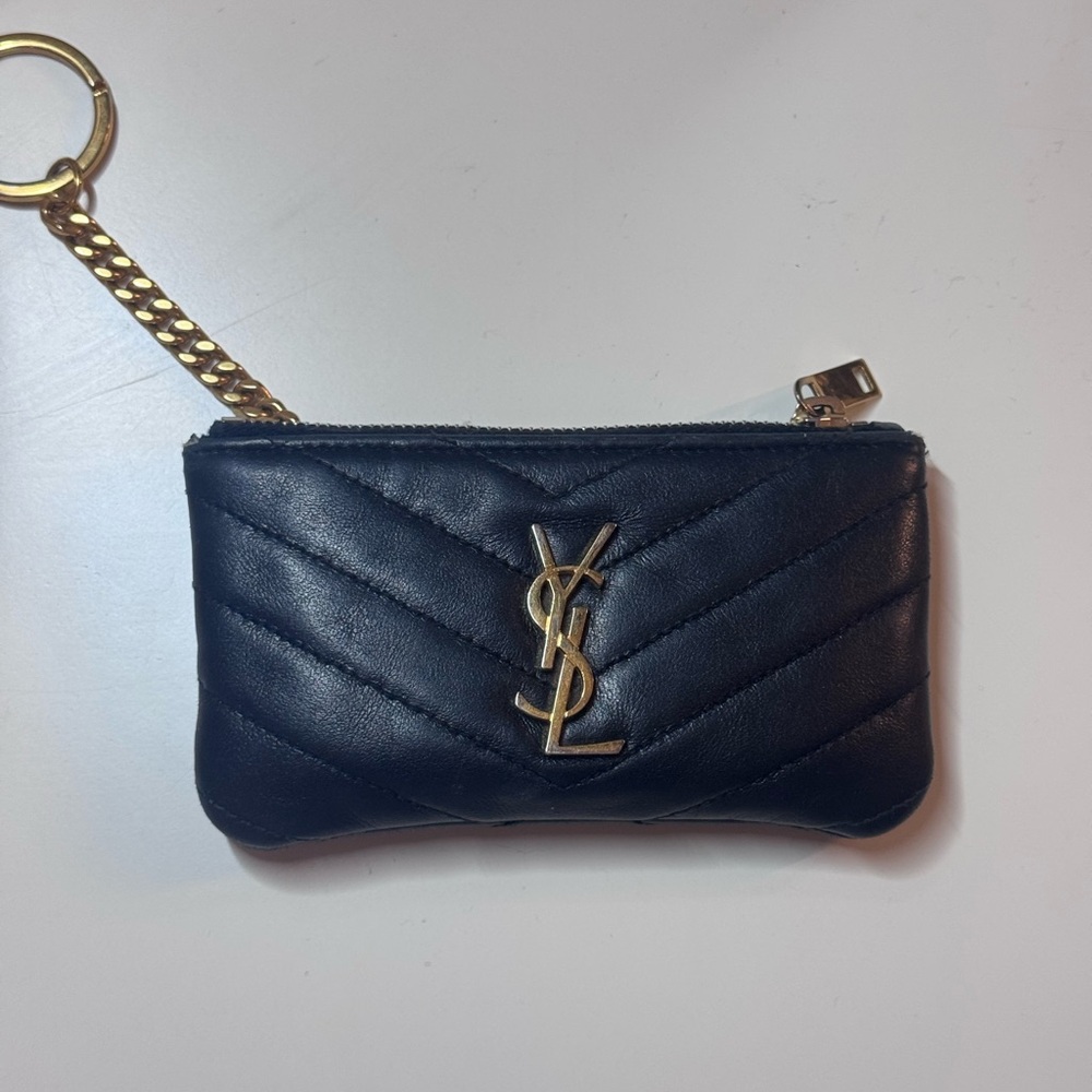 Saint Laurent Black Quilted Leather Key Pouch